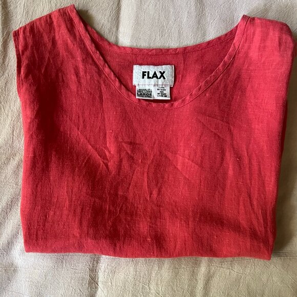 FLAX 100% Linen Watermelon Red Ladies Sleeveless Tank Top - Size L/Large - GUC - Picture 11 of 13
